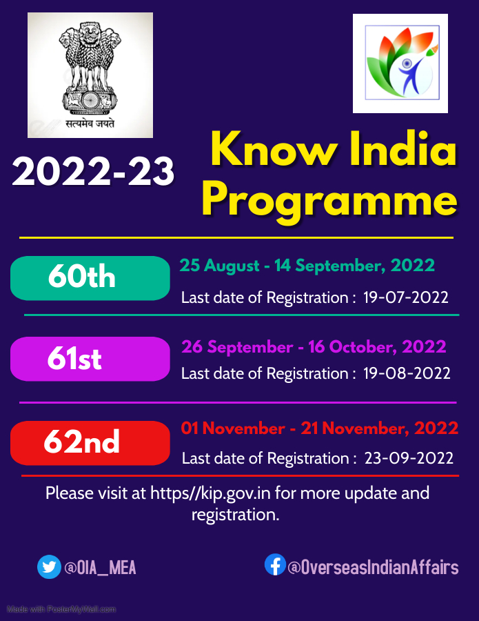 Know India Programme For Young Overseas Indians - 2022 - 23